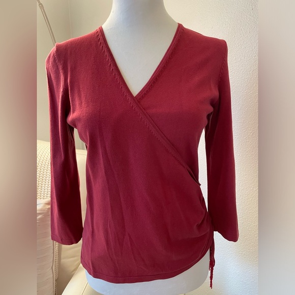 Ann Taylor Tops - Ann Taylor Petites - Medium Long-Sleeve Women’s Wrap Sweater Top